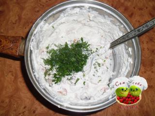 зелень с творожной массой